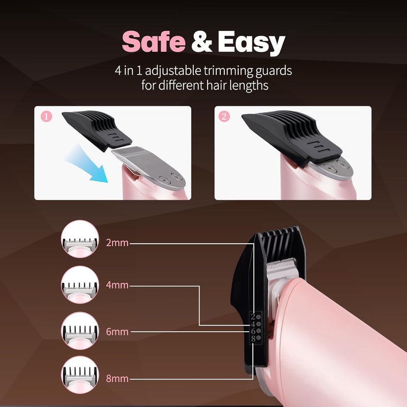 pritech Bikini Trimmer for Women - Rechargeable Pubic Hair Trimmer for Sensitive Skin, Wet&Dry Use, Pain-Free Electric Razor&Shaver with Standing Recharge Dock, Ideal Gift for Women, Pink Blue - Image 5